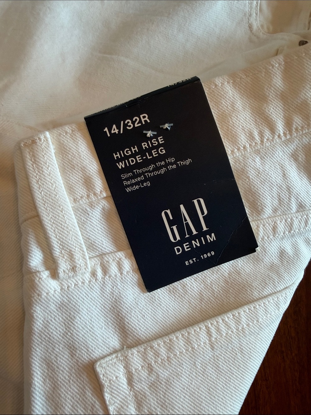 GAP White Wide Leg Jeans with Frayed Hem